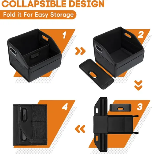 Miniatura 7 de Organizador de Almacenamiento de Automóvil Reforzado Divisible Cesta Caddy de Cuero para Piso entre Asiento Delantero y Trasero Mango Esmerilado