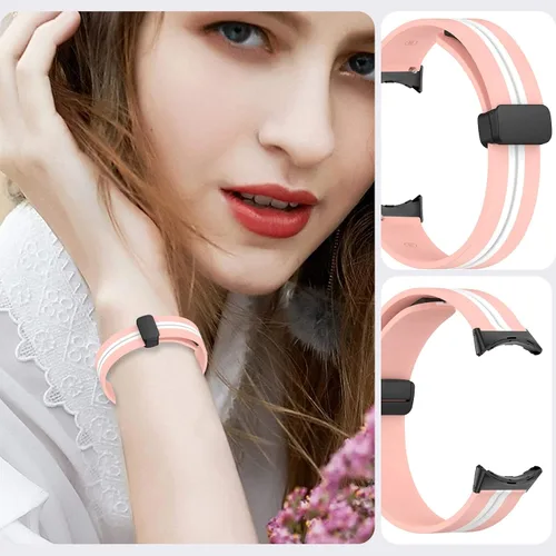 Miniatura 6 de Miimall Compatible con Google Pixel Watch/Pixel Watch 2 bandas de silicona, hebilla magnética de silicona suave impermeable pulsera deportiva
