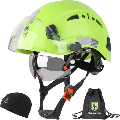 Miniatura 15 de GREEN DEVIL Casco de seguridad con visera tintada y transparente con ventilación Casco de construcción ABS Cascos de construcción para hombres Negro