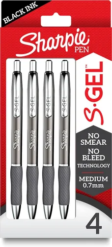 Miniatura 2 de SHARPIE S-Gel, bolígrafos de gel, barril de metal elegante, plomizo, punta media (0.028 in), tinta negra, 4 unidades y S-Gel, bolígrafos de gel