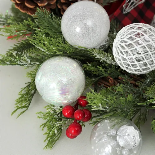 Miniatura 6 de Adornos de bola de Navidad transparentes, 30 unidades de 2.36 pulgadas, bolas de adorno de Navidad blancas para árbol de Navidad con delicado Blanco
