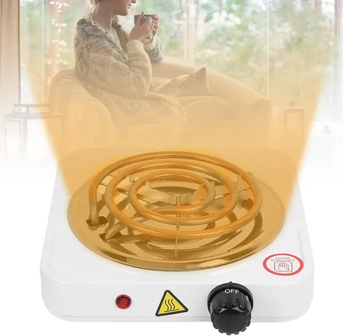 Miniatura 2 de 1000 W de una sola bobina eléctrica portátil con quemadores grandes, quemador eléctrico de una sola quemador de cocina quemador de hierro fundido