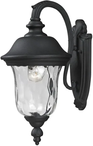 Z-Lite 534S-BK Armstrong - Lámpara de pared para exteriores, marco de aluminio, acabado negro y pantalla de vidrio de agua transparente de material