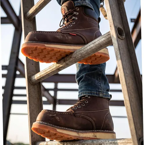 Miniatura 2 de SUREWAY Mens Heavy Duty Soft/Composite/Steel Toe Work Boots for Men-Comfortable,GoodyearWelt,Full Grain Leather,6 in Wedge Moc Toe Construction