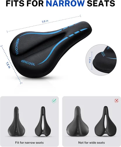 Miniatura 3 de MEENCOOL Bike Seat Cushion - Gel Padded Bike Seat Cover for Men Women Comfort, Adjustable Velcro Secure Bicycle Seat Cushion Compatible with