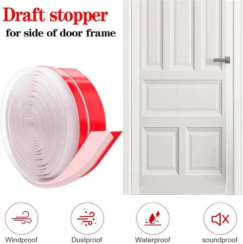 Miniatura 5 de Sello de puerta mejorado en forma de T, fuerte adhesivo para puertas laterales, cinta aislante de puerta para invierno, tira de sellado para marco