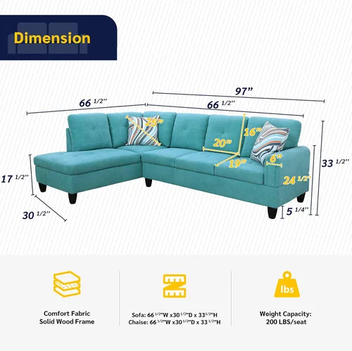 Miniatura 2 de Star Home Living Sofá seccional Sherbe 97'' 2 piezas en forma de L