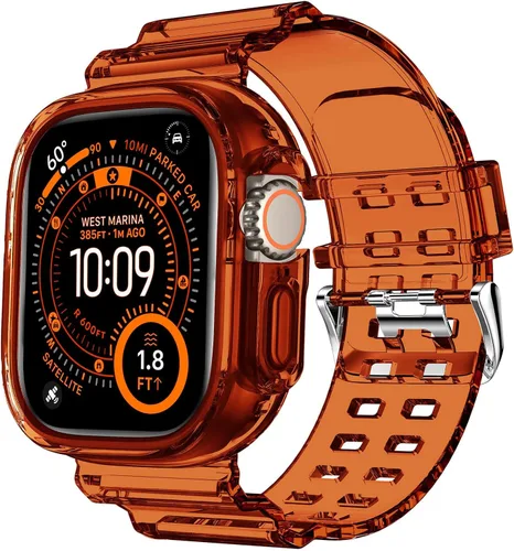 Miniatura 26 de DABAOZA - Correa compatible con Apple Watch de 49 mm, 46 mm, 45 mm, 44 mm, 42 mm, 41 mm, 40 mm, 38 mm, con protector, correa de TPU brillante