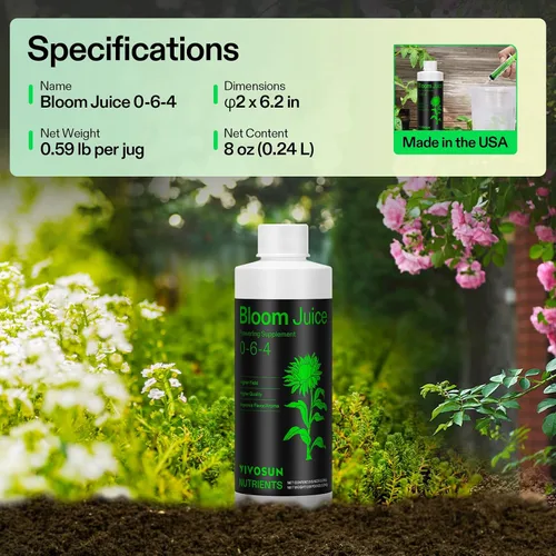 Miniatura 7 de VIVOSUN Bloom Juice (0-6-4), suplemento de floración fertilizante líquido para etapa de floración, alimento concentrado para plantas para todas
