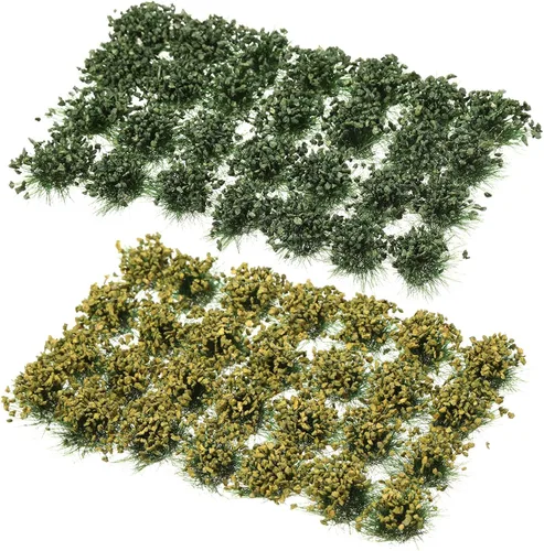 Honoson Juego de 56 piezas de arbustos arbustos verdes en miniatura para tren, paisaje, ferrocarril, paisaje, diseño militar, modelo de juego,