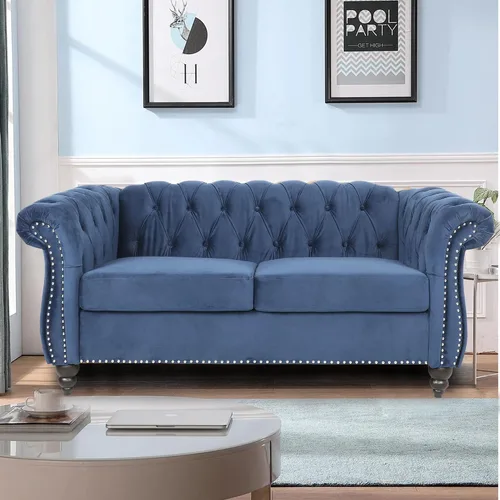 Miniatura 22 de LEVNARY Sillón Chesterfield de Terciopelo, Sillón Individual de Estilo Moderno de Mediados del Siglo con Respaldo de Botones y Decoración con Beige