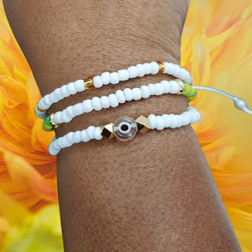 Miniatura 2 de Hecho a mano contra el mal de ojo orishas joyería de protección Ilde elástico elástico ajustable con cuentas unisex amuleto pulsera conjunto