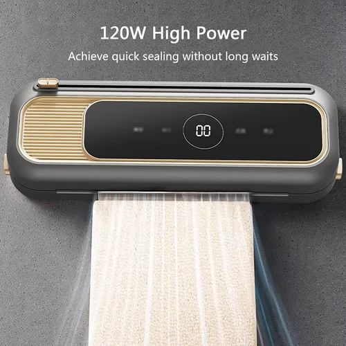 Miniatura 2 de Máquina selladora al vacío para almacenamiento de alimentos, potente sello de 65 kPa con cortador, conservador de alimentos compacto para seco