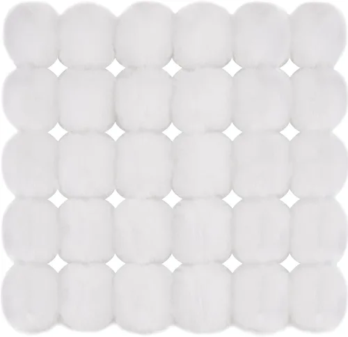 Miniatura 10 de BQTQ 30 pompones de piel sintética con lazo elástico, pompones esponjosos de piel de conejo sintética para sombreros, bufandas, guantes, bolsas