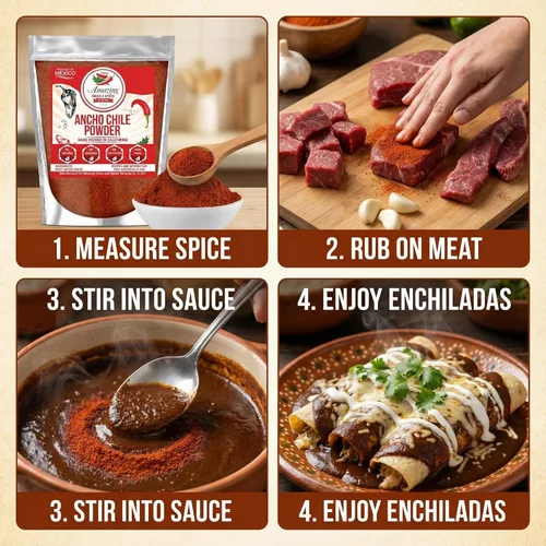 Miniatura 6 de Pimienta de chile ancho molida (4 onzas), natural y de alta calidad. Ideal para recetas como mole mexicano, salsas, guisos, salsa, carnes