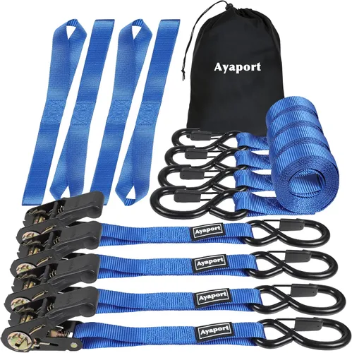 Miniatura 7 de Correas de Amarre de Trinquete Sin Fin para Carga Pesada, Correa Negra de Nailon Resistente con Trinquete de Sujeción, Accesorios de Resorte