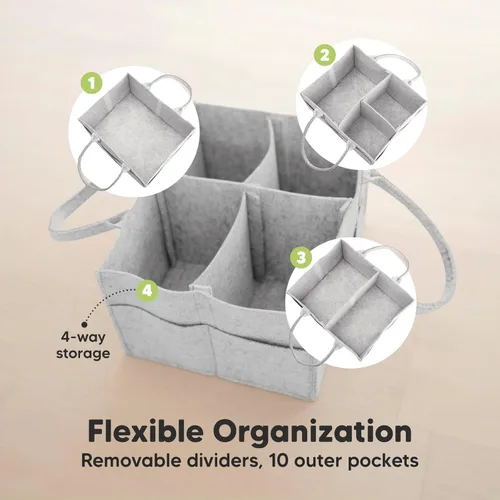 Miniatura 4 de KeaBabies Organizador de pañales para bebé con asa, organizador portátil de auto para bebé y almacenamiento para guardería, cambiador, cesta de Gris