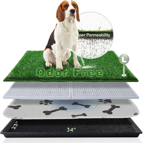Miniatura 9 de HQ4US 4LEGS Almohadilla de césped para perros con bandeja, extra grande de 45 x 34 pulgadas, almohadilla de césped artificial ultra absorbente