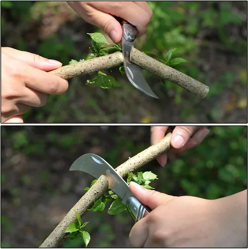 Miniatura 4 de Linsen - Cuchillo de poda e injerto para exteriores, herramienta de brotación de jardín de acero inoxidable, cuchillo de corte múltiple de bolsillo