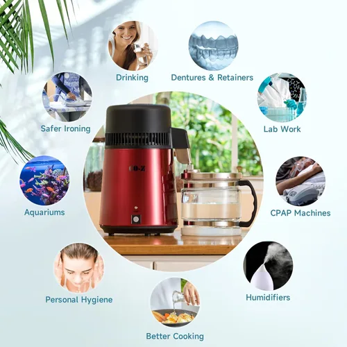 Miniatura 6 de CO-Z Destilador de Agua, Máquina de Destilación de Agua Pura de Acero Inoxidable para Encimera de Mesa, Escritorio, Máquina de Fabricación de Agua