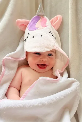 Miniatura 6 de Juego de toallas y paños con capucha de animales para recién nacidos, bebés, niños pequeños y niñas de 3 a 24 meses (unicornio brillante único)