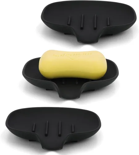 Miniatura 8 de Paquete de 3 jaboneras de silicona con drenaje, soporte para jabón de barra para ducha/baño, bandeja de jabón de cascada autodrenante/ahorrador