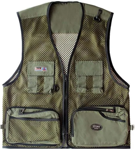 Miniatura 7 de Chaleco plegable de malla de viaje para pesca al aire libre, chalecos ligeros de fotografía de múltiples bolsillos