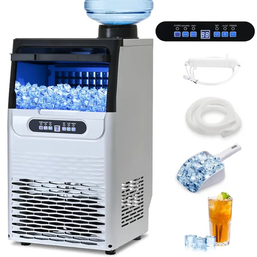 Miniatura 8 de Amzgachfktch - Máquina comercial para hacer hielo, 100 libras/24 horas, máquina para hacer hielo con 2 modos de entrada de agua, capacidad