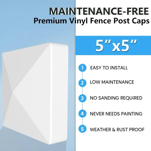 Miniatura 3 de RECTOO Tapones de vinilo para postes de valla de 5 x 5, pirámide decorativa de PVC blanco para valla y cubierta de vinilo de 5 x 5 pulgadas,
