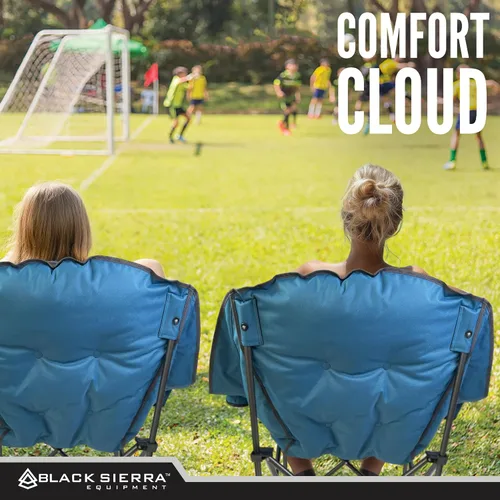 Miniatura 6 de Black Sierra Silla de campamento de gran tamaño para adultos, asiento al aire libre resistente con acolchado suave, soporta 400 libras, portavasos