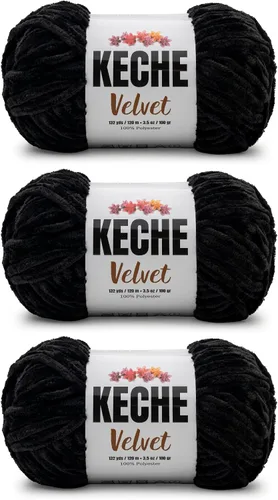 Miniatura 115 de Keche Hilo de terciopelo para ganchillo, manta de felpilla suave, voluminosa, hilo amigurumi, 3.53 oz (132 yardas), color azul bebé