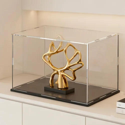 Miniatura 31 de Estuche acrílico de 8 pulgadas para exhibición, caja de acrílico transparente para coleccionables, funda de vidrio alternativo con soporte negro