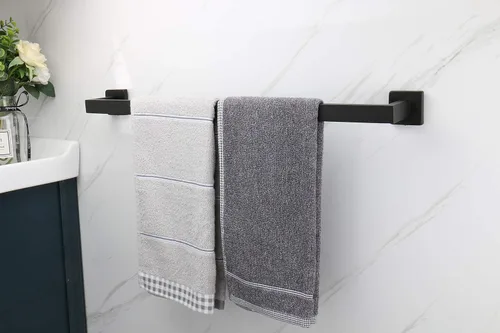 Miniatura 3 de TocTen Toallero de baño – Base cuadrada gruesa SUS304 barra de toalla de acero inoxidable para baño, accesorios de baño, toallero resistente montado