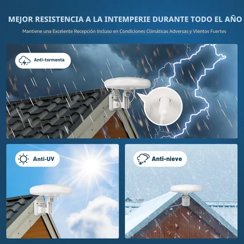 Miniatura 4 de 1byone Antena de TV para exteriores Recepción omnidireccional de 360° de largo rango de más de 100 millas mejora la antena HDTV lista VHF y UHF 4K