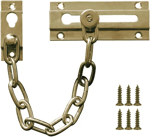 Cadena de cerradura de seguridad para puerta de servicio pesado, cadena larga y latón sólido con acabado antiguo, cerraduras de cadena fuertes y