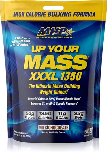 MHP UYM XXXL 1350 - Ganador de peso de construcción masiva, ganancias de masa muscular, con 1.76 oz de proteína, altas calorías, 0.43 onzas de