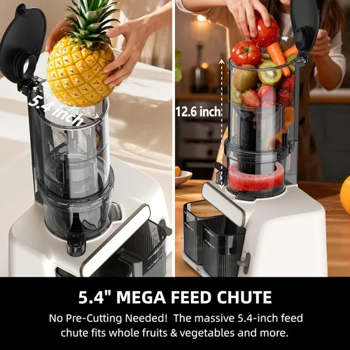 Miniatura 2 de AIZIYO - Exprimidor con canal grande de 5.4 pulgadas, 99% de rendimiento de jugo, sin BPA, separación automática de pulpa, máquina exprimidora