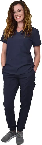 Green Town Conjunto médico de enfermería GT 4FLEX para mujer, camiseta y pantalón, colores sólidos y estampados
