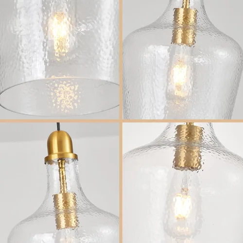 Miniatura 7 de Lámpara Colgante de Vidrio Moderna de Latón 1 Luz Individual con Cúpula Luminarias Colgantes para Isla de Cocina Comedor Pasillo, Diámetro 9 Latón