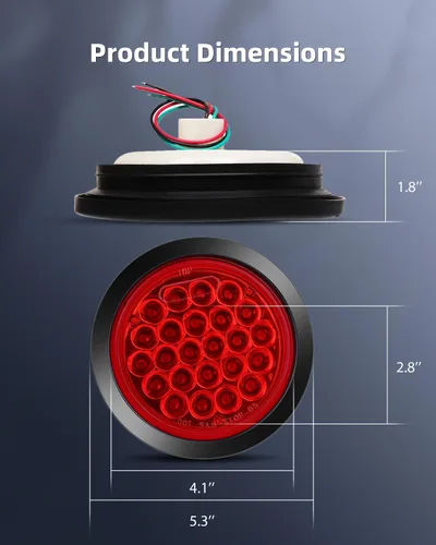 Miniatura 6 de LBRST 12 piezas de 4 pulgadas de luces traseras redondas LED para remolque, rojas, 24 LED, luces de parada, giro/freno, marcadoras traseras
