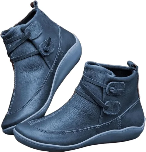 Miniatura 38 de Ladmiple Botas de tobillo para mujer, sin tacón, casual, con cremallera lateral, botas cortas vaqueras occidentales, zapatos para caminar V-Caqui