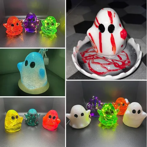 Miniatura 5 de Actvty Moldes de resina fantasma, 2 moldes de silicona fantasma de Halloween para fundición epoxi, moldes epoxi en forma de fantasma 3D, regalo