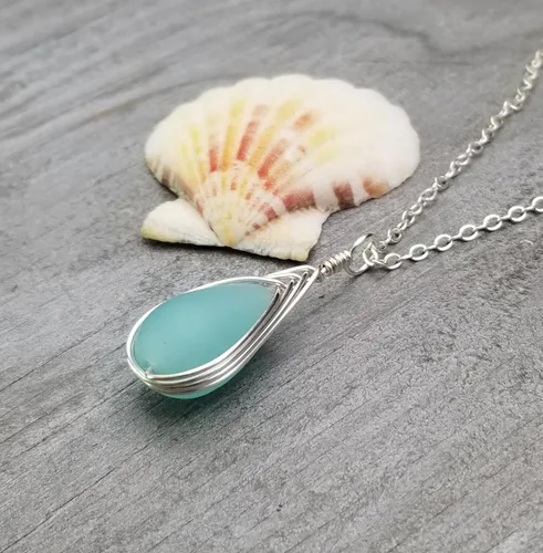 Miniatura 13 de Yinahawaii Collar de cristal de mar hecho a mano, joyería hawaiana para mujer, collar de lágrima trenzada, joyería única de cristal de mar