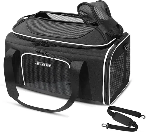 Miniatura 12 de Petskd Transportador de mascotas extensible superior de 17 x 11 x 9.5 pulgadas, aprobado por aerolíneas de Alaska, transportador de lados suaves