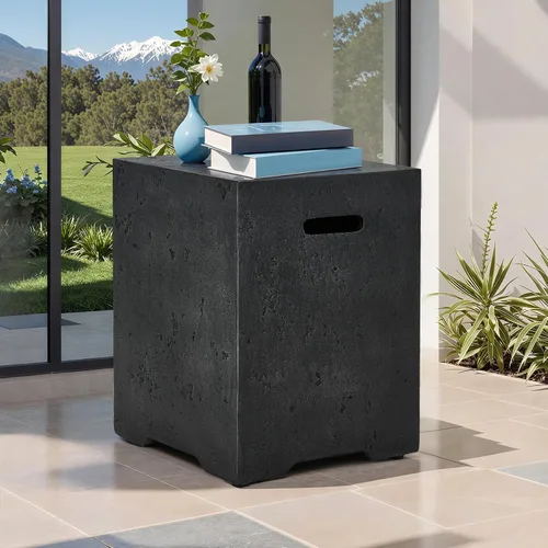 Miniatura 22 de ECOTOUGE Mesa de cubierta de tanque de propano, 15.5 pulgadas para mesa de fuego, mesa oculta cilíndrica para exteriores para fogata de gas