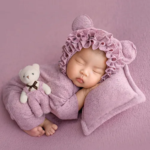 Holibeat Accesorios de fotografía morados para bebé niña súper suaves recién nacida trajes de sesión de fotos disfraces (morado)