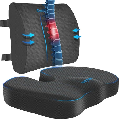 Miniatura 9 de CushZone Cojín de asiento, almohada de apoyo lumbar con correa ajustable, cojines para silla para aliviar el dolor de ciática, con funda lavable