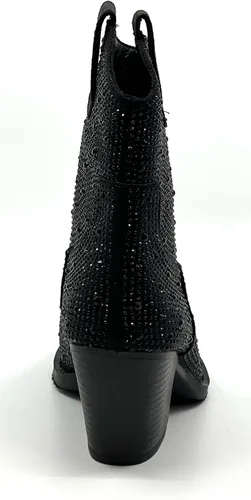 Miniatura 4 de Botines cortos hasta la rodilla con tacón de bloque de diamantes de imitación para mujer