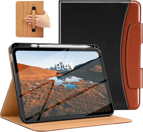 MoKo Funda para iPad A16 de 11 pulgadas, funda para iPad de 11ª/10ª generación (2025/2022) con soporte para lápices y bolsillo, funda con soporte de