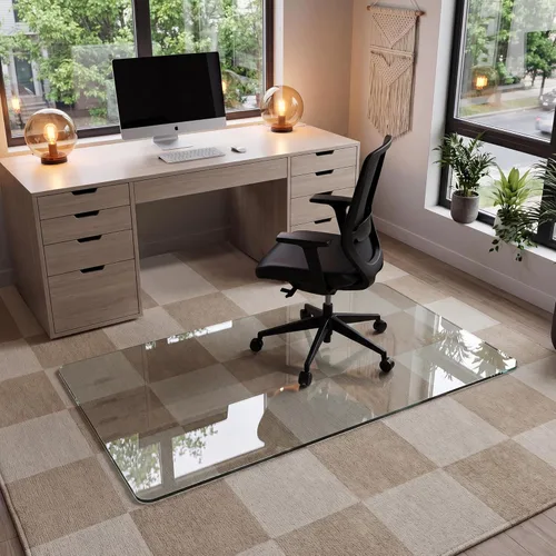 Miniatura 9 de Tapete para silla de oficina para alfombra y madera dura, mejorado de 29 x 42 pulgadas, tapete de vidrio templado de doble uso para silla